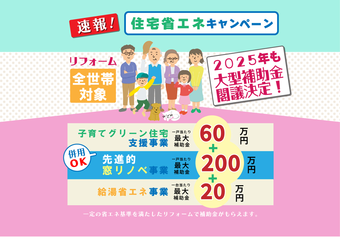 2025年版 『住宅省エネキャンペーン』が閣議決定！ ※国のGX投資『断熱